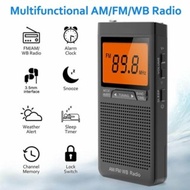 Mini Pocket AM FM Emergency Pocket Radio Portable Weather Radio Built-in Speaker Headphone Jack NOAA AM FM Weather Radio Compact
