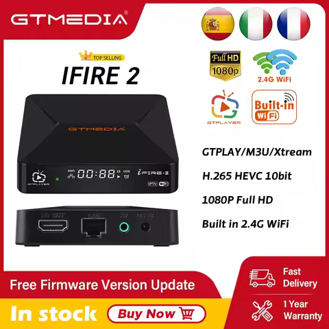 GTMEDIA Ifire2 TV Box Support M3U Decoder 1080P FHD,H.265 HEVC 10bit Set Top Box,Built-in 2.4G Wifi 