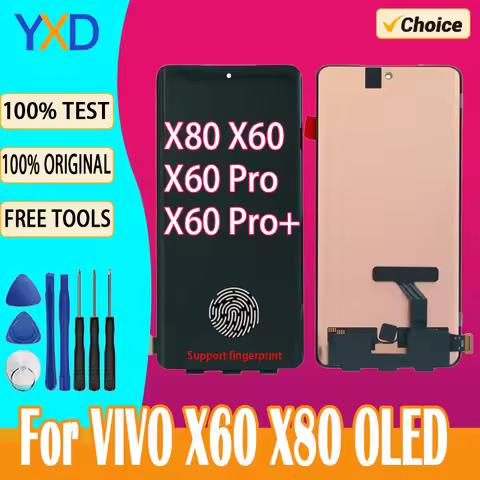 OLED For VIVO X60 X60Pro LCD Replacement Display Touch Screen For VIVO X80 Support fingerprint Curve