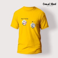 1 Pack vs 6 Packs Dice Cotton Graphic T-Shirt | Yellow |XS,S,M,L,XL | Unisex | Round Neck | Casual D
