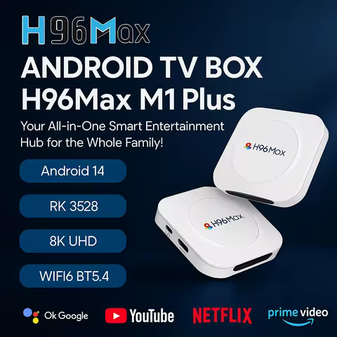 H96 MAX M1 Plus Android 14 Smart TV Box – RK3528 Quad-Core Ultra 8K Decoding WiFi6 & BT5.4 Smooth St