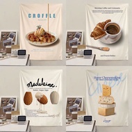 Butter Coffee Bread Dessert Poster Background Cloth ins Kitchen Decoration Croissant Coffee Shop B &