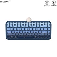 Mofii Ergonomic Bluetooth+2.4G Dual Mode 84 key Retro Round Keycaps Cute Bear Wireless Keyboard for 