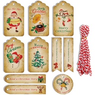 （Clearance Sale)Christmas Gift Tags 50pcs with strings, craft paper tag for Xmas Gift Deco