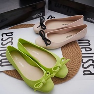 Spring and summer of 2024, melissaˉ the new ladies' solid color bow, shallow-mouthed shoes and flat-bottomed fashion sandals, jelly shoes and lazy shoes