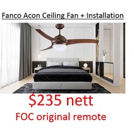 [FREE Installation] Fanco Acon Ceiling Fan + Light Kit + Remote