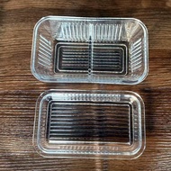 Lead-Free Glass Butter Storage Box with Lid Cheese Preservation Container Rectangular Shaped Food St