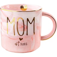 VILIGHT New Mom Gifts for Women - Gifts for First Time Moms est 2025 Mothers - Pink Marble Mug Ceram