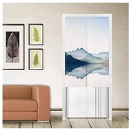 Blue Ink Mountains Japanese noren, door curtain, linen, short curtain, closet cover living room window curtain