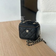 全新🖤 Chanel 香奈兒 經典小盒子 荔枝皮 黑色金釦