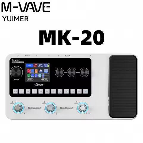 M-VAVE MK-20 White Effects Pedal 320+ Stomp 150 Presets Looper Metronome Drum USB Audio Interface 8H