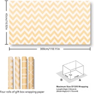 Brown Recyclable Kraft Gift Wrapping Paper 4 Rolls 17 Inch X10 Feet Per Roll with Stripe Dots Waves 