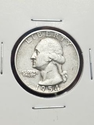 (美國銀幣) 1954D 美國1/4元銀幣  含90%高銀