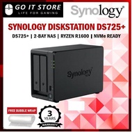 SYNOLOGY DISKSTATION DS725+ 2-BAY NAS – AMD RYZEN R1600 | 2.5GbE | NVMe SLOTS | EXPANDABLE UP TO 140