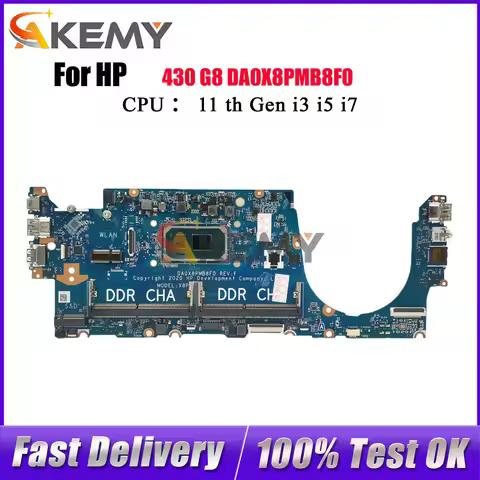 DA0X8PMB8F0 Laptop Motherboard For HP ProBook 430 G8 With i3 i5 i7 11th Gen CPU DDR4 M24277-601 M242