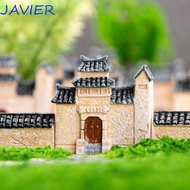 JAVIER Mini Old City Gate, Chinese Style Resin Mini Resin House, Ancient Building House Models Retor