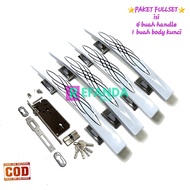 set slot/body kunci dan 4buah tarikan pegangan gagang handle pintu rumah panjang 33cm untuk daun pin