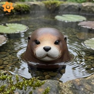 [utruiut0k] Otter Head Ornament Realistic Floating Otter Ornament Garden Decor Molded Details for Po