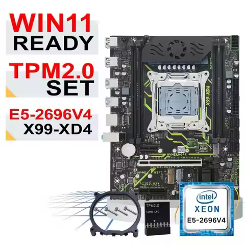 New X99 Win11 Ready Tpm2.0 Set UEFI Secure Boot Matx Mainboard with 4xDDR4 Ram Intel Xeon E5 2696 V4