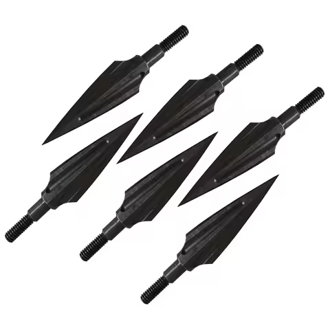 6 Pcs Metal Archery Arrowheads 125 Grain Broad Tips Arrows for Compound Bow Crossbow Recurve Bow Hun