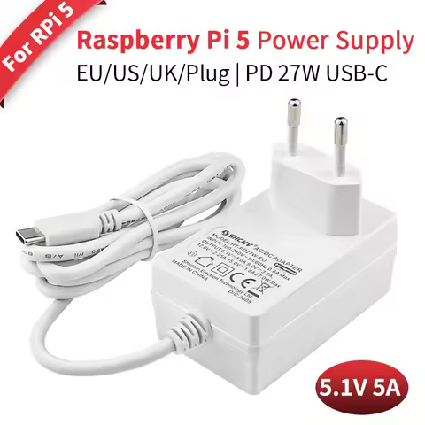 Raspberry Pi 5 27W Power Supply 5.1V 5A USB Type C Charger USB Type C Charger EU US UK Plug for Rasp