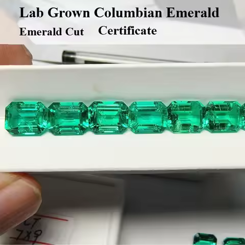 Lab Grown Columbia Emerald Natural Color Emerald Cut for Charms Jewelry Making Ring Necklace Earring