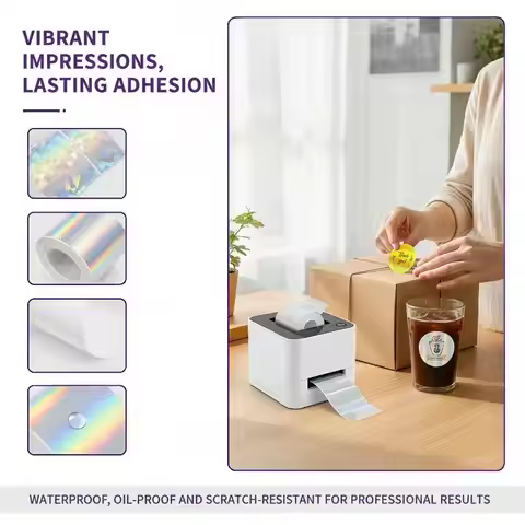 1 Roll Laser-color Silver/Matte Silver Labels Thermal Transfer Printing Paper Round Square Sticker F