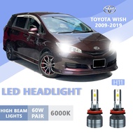 2PCS FOR Toyota Wish 2009-2019 H11 LED Super Bright Hi/Lo Beam Headlamp Lamp LED Headlight Bulb White Light