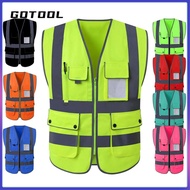 【GOTOOL】8 Colors Safety Vest Reflective Enginneer Construction Work Vest Vest For Men and Women Work