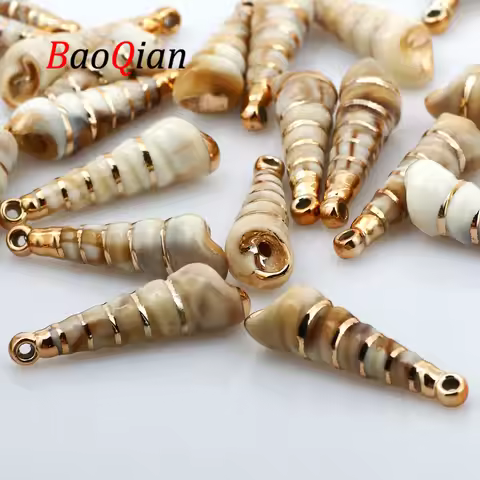 10pcs/Lot Golden Acrylic Loose Shell Pendant For Jewelry Making Charm Necklace Bracelet Accessory Di