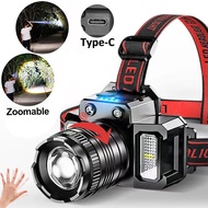 VelvetVistar ✨【Hot Sell】2024 New Head lamp Rechargeable Lampu Kepala Kuat Terang Zoom 5 Light Mode L