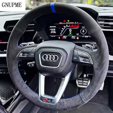 Custom Anti-Slip Suede Leather Car Steering Wheel Cover For Audi Q3 F3 Q5 FY SQ7 Q8 SQ8 RS Q3 Q8 (D 