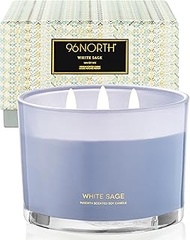 96NORTH Luxury White Sage Candle | Large 3 Wick Jar Candle | Up to 50 Hours Burning Time | 100% Natu