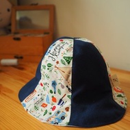 雙面牛仔藍拼布動物圖案防風防曬帽子 客製尺寸適合嬰兒小孩成人