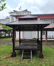 [INSTALLATION] Gazebo 6x6 Double Roof Cengal Wood Pondok Kayu Handmade Outdoor Garden Fence Ladder Taman Bunga Pagar Tangga Pergola a (42 Days Delivery)