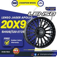 *LENSO* JAGER APOLLO 20X9 5H108/120 ET35 BLACK WITH LASER TEXT