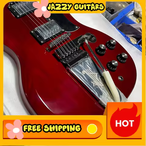 Transparent Red SG Guitar HH Pickups With Maestro Tailpiece For Dynamic Vintage Rock & Hard Blues Pe