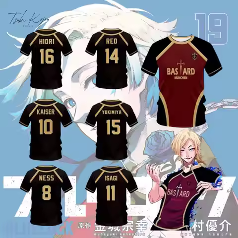 Anime Blue Lock Shirt Bastard Munchen Isagi Kaiser Ness Reo Hiori Yukimiya Cosplay Jersey Soccer Uni