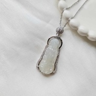 冰膠觀音菩薩鑲嵌吊墜 | 天然緬甸玉A貨翡翠