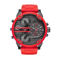 Mr. Daddy 2.0 Stainless Steel and Silicone Chronograph Men's Watch, Color: Gunmetal, Red (Model: DZ7