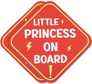 2pcs Little Princess On Board Signs, 3.86x3.86 Inch Essential Car Magnetic Reflective Stickers Orange-Red and Baby in Car Magnetic Sticker Sign for Car Bumper Safety Warning Sign Accessories