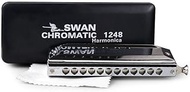 JLCK Harmonica 10 Holes, 12 Holes 48 Sounds, 16 Holes 64 Sounds, Professional Chromatic Harmonica, Beginners Playing Instruments (Color : Silver-12 holes)