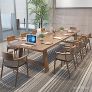 Modern Simplicity Large Training Long Table Desk and Chair Negotiation Solid Wood Staff Combination 