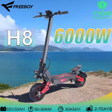 H8 High Performance Electric Scooter Dual 3000W 60V30Ah 11" Off-Road 50MPH 50-56mi 330lbs Dual Suspe