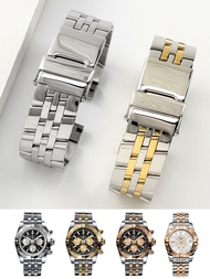 สำหรับ Breitling Watch Bands ทองล้างแค้นชาเลนเจอร์สแตนเลสที่เป็นของแข็งพับหัวเข็มขัดกันน้ำผู้ชาย20 22 24มิลลิเมตรสายนาฬิกา