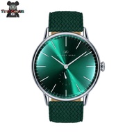 August Berg 10140E11VGN Serenity Greenhill Silver with Dark Green Perlon Men Watch