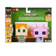 Minecraft Alex in leather armor and Pink Axolotl original