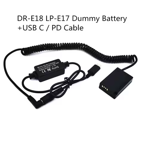 LP-E17 Dummy Battery DR-E18 DC Coupler +Power Bank USB-C PD Cable For Canon EOS Rebel 77D RP SL2 SL3