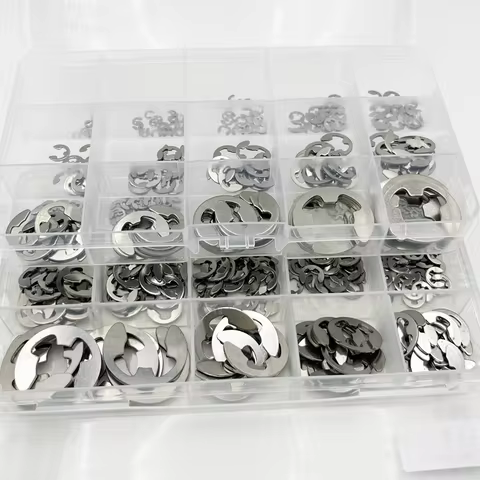 320/215pcs E Clip Washer 304 A2 Stainless Steel Snap Ring Washer E-shaped External Circlip Retaining