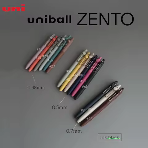 Uni Mitsubishi ZENTO Gel Pens,0.7/0.5/0.38mm Multiple Colors Quick-Drying Ink,One-Click Mechanism Fo